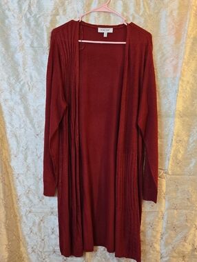 Avenue Deep Burgundy Open-Front Long Cardigan